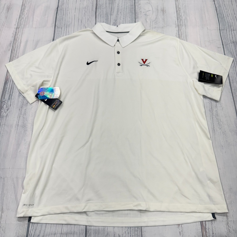 NWT Virginia Cavaliers Nike Polo Shirt 3XL White Dri Fit College NCAA Mens Golf